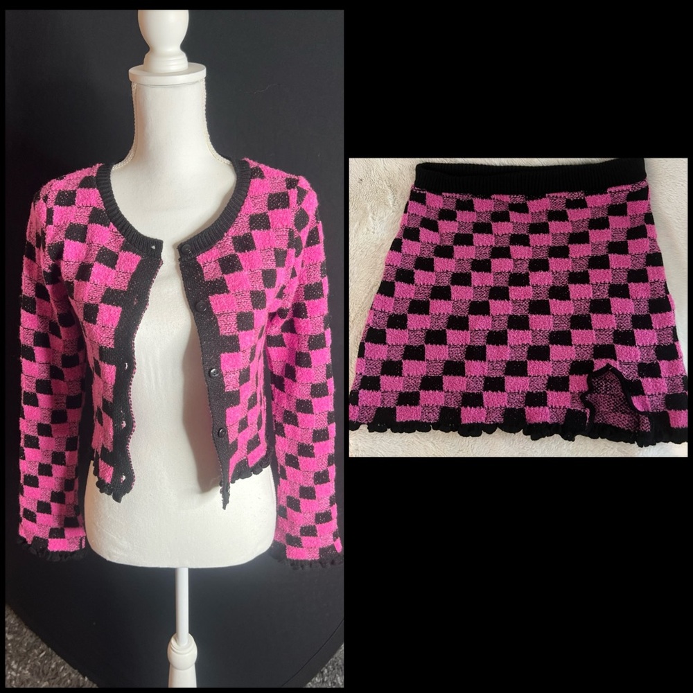 ASOS Vibrant Pink and Black Mini Skirt